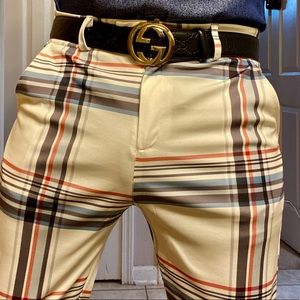 Men Plaid Long Slim Trousers.